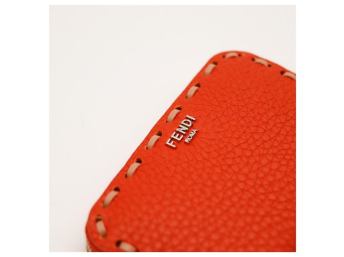 Fendi Roma Cartera de cuero naranja con cremallera - vista 6