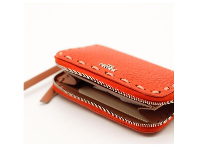 Fendi Roma Cartera de cuero naranja con cremallera - vista 9