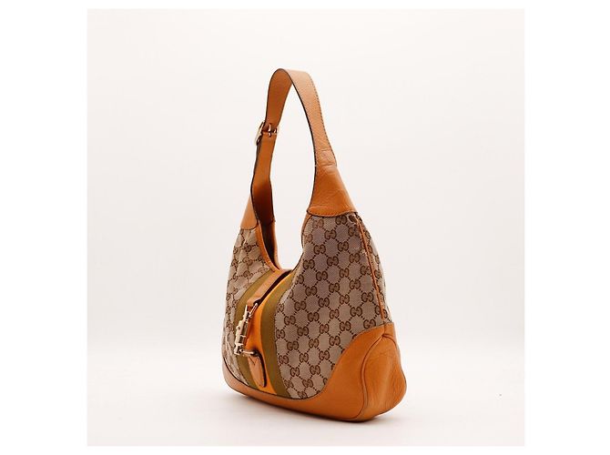 Gucci Jackie Borsa Hobo Medium GG Canvas Marrone Beige - vista 2