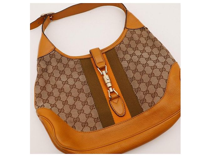Gucci Jackie Borsa Hobo Medium GG Canvas Marrone Beige - vista 6