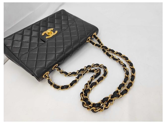 Chanel Vintage Classic Double Flap Maxi CC Lambskin Nero - vista 6
