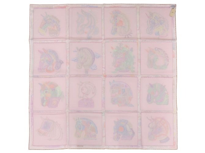 Foulard Carré 90 Chevaloscope Neon Hermès Rosa Porpora - vista 2