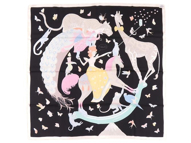 Hermès Sciarpa in seta Black Carré 90 Story Hermes Nero Multicolore - vista 2