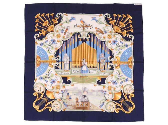 Hermès Hermes Carre 90 ORGAUPHONE Sciarpa in seta blu navy Multicolore - vista 2