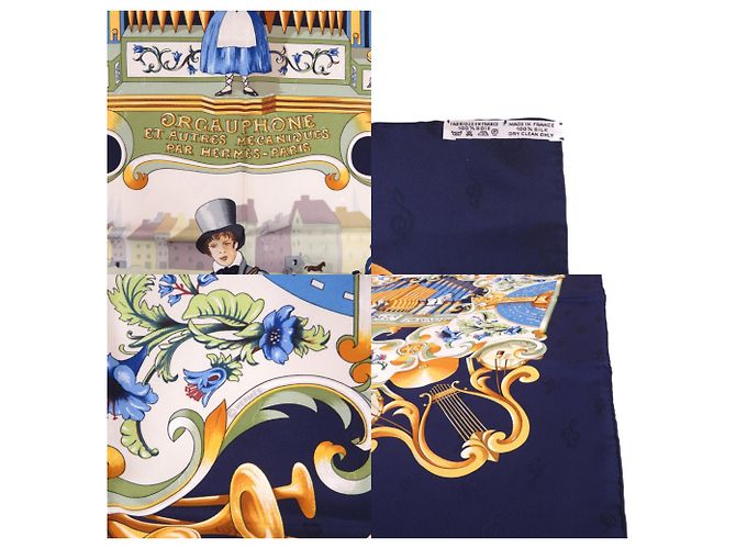 Hermès Hermes Carre 90 ORGAUPHONE Sciarpa in seta blu navy Multicolore - vista 3