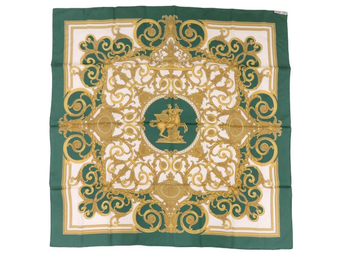 Hermès Hermes Carre 90 Les Tuileries Seidentuch Grün Weiß - Ansicht 2