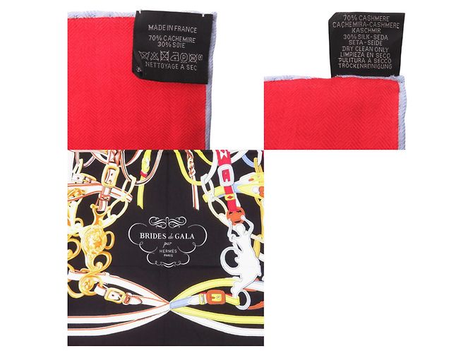 Hermès Hermes Carre 140 Géant Brides de Gala Applique Pique Black Stole Nero Rosso Blu - vista 3
