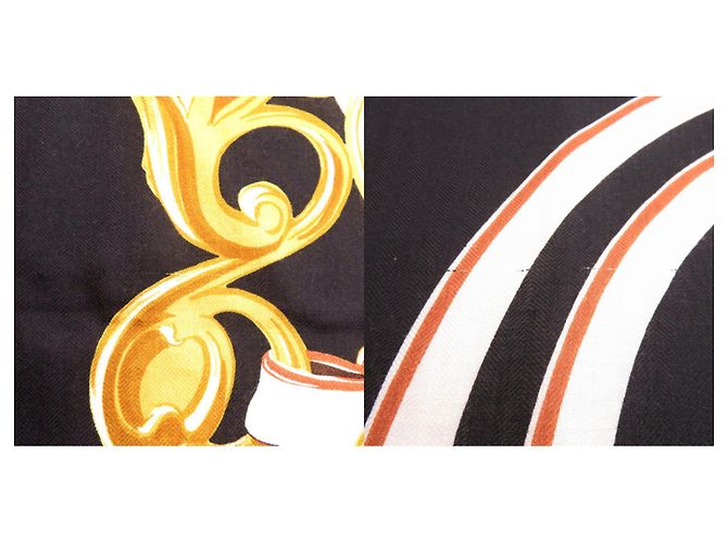 Hermès Hermes Carre 140 Géant Brides de Gala Applique Pique Black Stole Nero Rosso Blu - vista 4