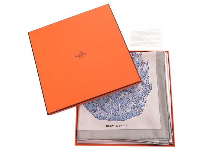 Hermès Hermes Carré 90 Index Bromeliaceae Seidentuch Braun Blau - Ansicht 2