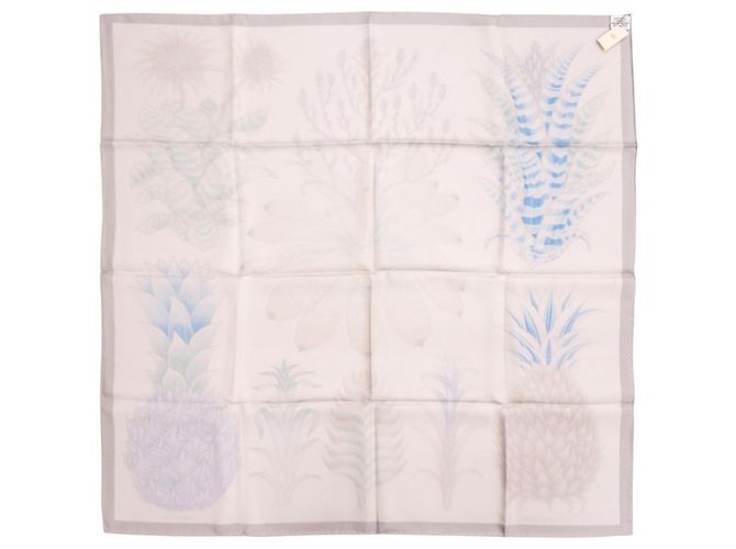 Hermès Hermes Carré 90 Index Bromeliaceae Seidentuch Braun Blau - Ansicht 3