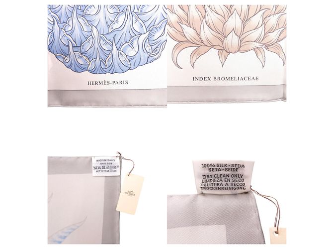 Hermès Hermes Carré 90 Index Bromeliaceae Seidentuch Braun Blau - Ansicht 4