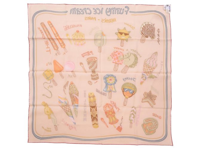 Silk In Carré 70 Funny Ice Cream in seta Hermès Beige - vista 3