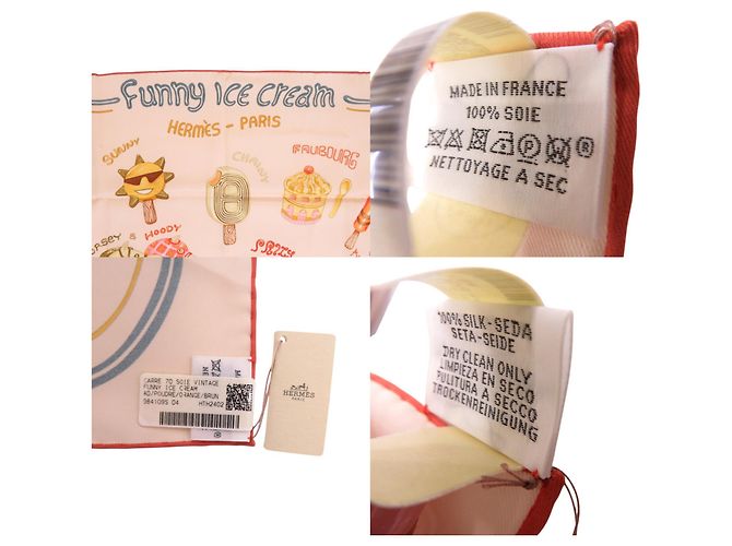 Silk In Carré 70 Funny Ice Cream in seta Hermès Beige - vista 4