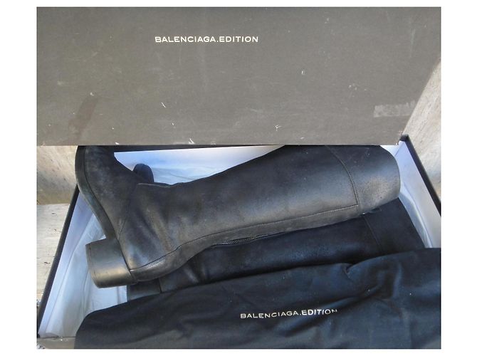 Stivali alti in nubuck Balenciaga Nero - vista 3