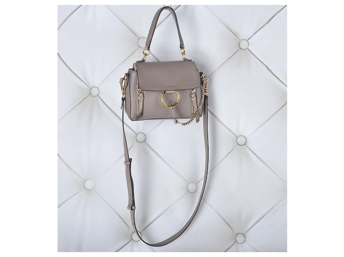 Chloé Faye Piccola Borsa a Tracolla in Pelle - Taupe Gray Beige - vista 3