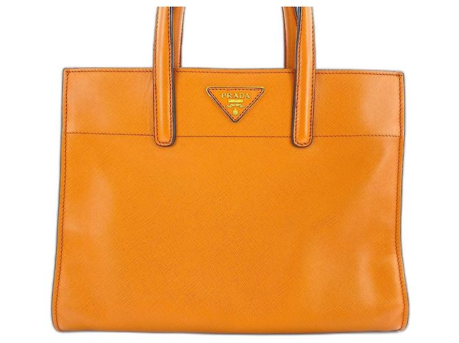Borsa a 2 modi in pelle arancione Prada - vista 2