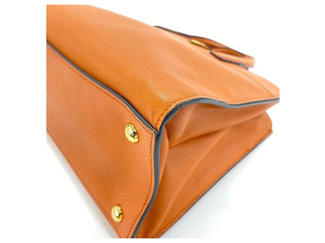 Borsa a 2 modi in pelle arancione Prada - vista 9