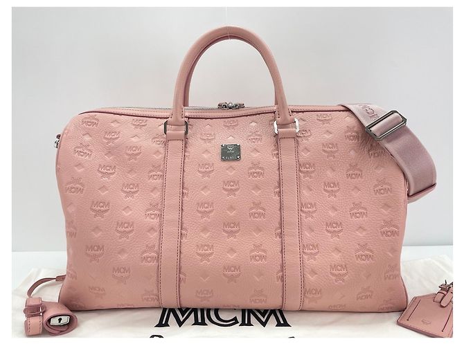 Borsa weekend in pelle rosa MCM - vista 12
