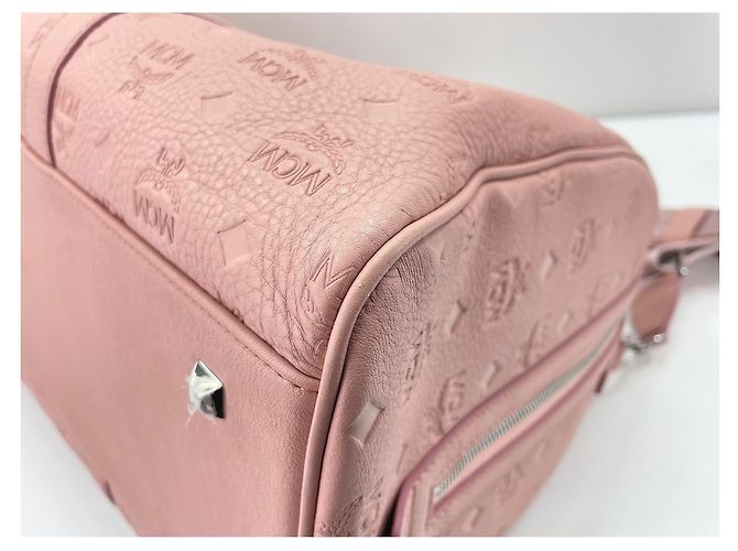 Borsa weekend in pelle rosa MCM - vista 6