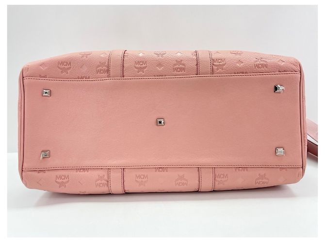 Borsa weekend in pelle rosa MCM - vista 7