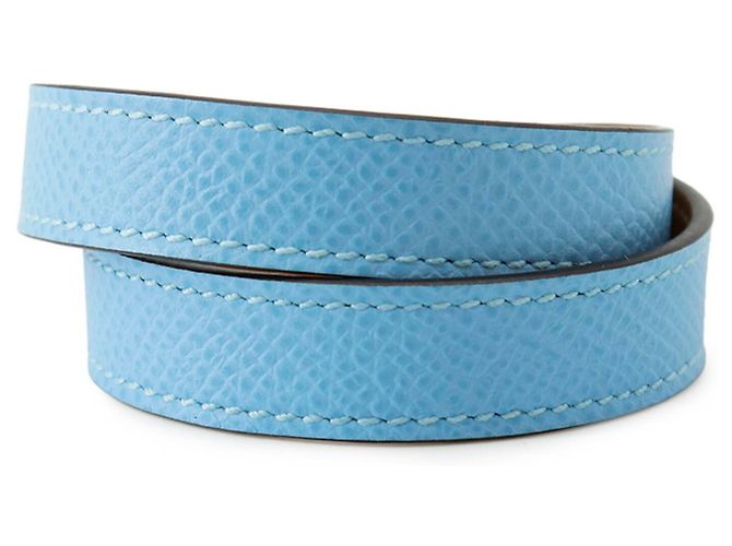 Hermès Pulseira Kelly Double Tour em couro Epsom Celeste - vista 3