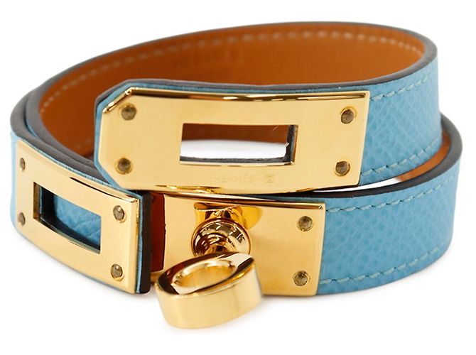 Hermès Pulseira Kelly Double Tour em couro Epsom Celeste - vista 5