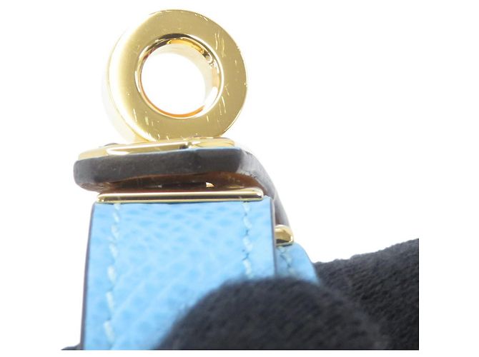 Hermès Pulseira Kelly Double Tour em couro Epsom Celeste - vista 8