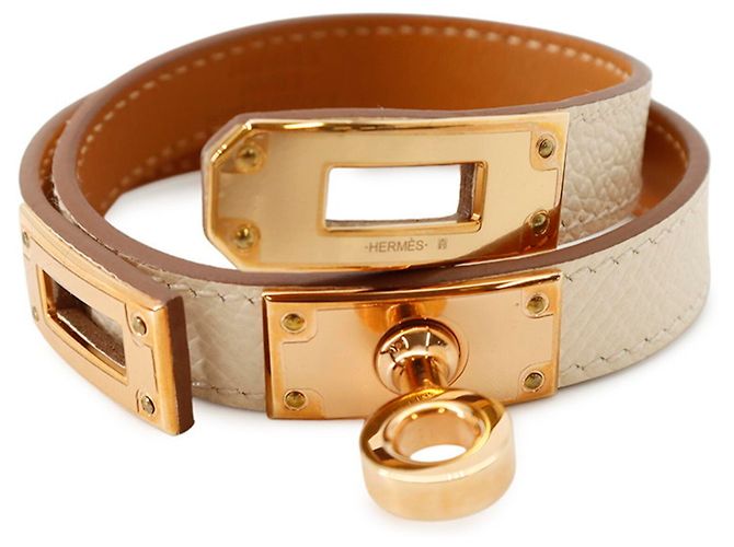 Hermès Bracciale Kelly Double Tour Hermes in Craie Pink - vista 5