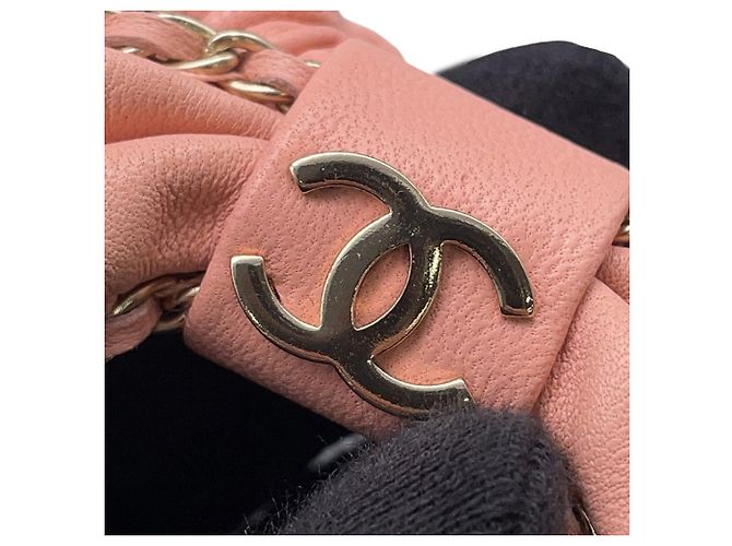 Scrunchie in pelle rosa Chanel - vista 7