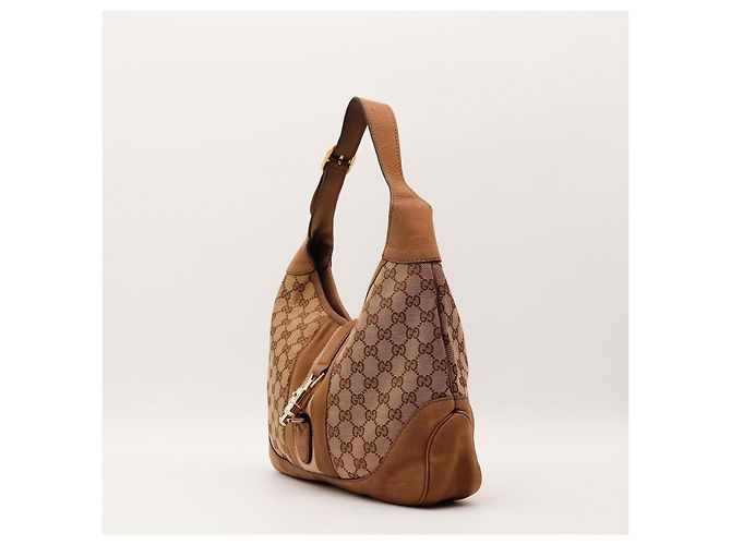 Gucci Borsa Hobo in tela monogram GG Marrone - vista 2