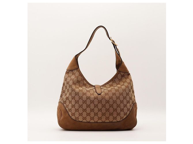 Gucci Borsa Hobo in tela monogram GG Marrone - vista 3