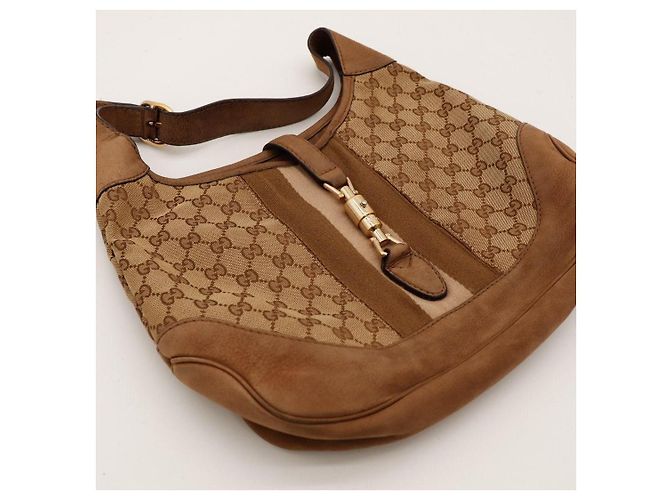 Gucci Borsa Hobo in tela monogram GG Marrone - vista 7