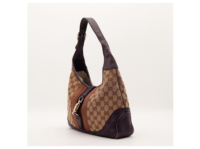 Gucci Jackie Borsa Hobo in Tela Monogram Marrone Beige - vista 2