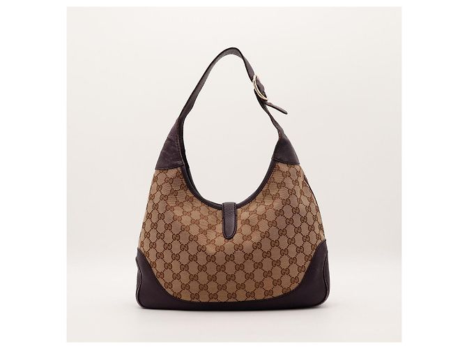 Gucci Jackie Borsa Hobo in Tela Monogram Marrone Beige - vista 3