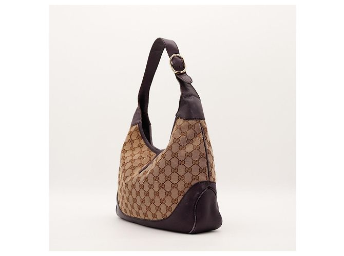 Gucci Jackie Borsa Hobo in Tela Monogram Marrone Beige - vista 4
