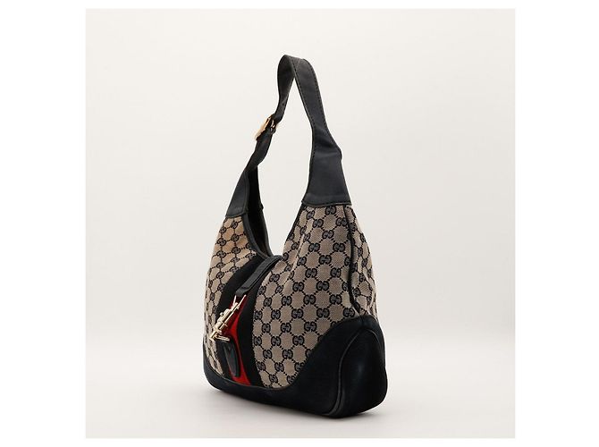 Gucci Borsa Hobo in tela Monogram GG Nero Rosso Beige - vista 2