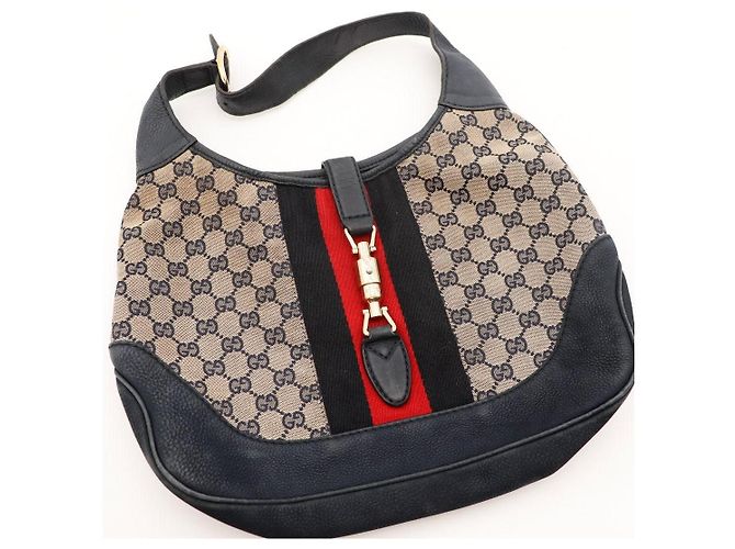 Gucci Borsa Hobo in tela Monogram GG Nero Rosso Beige - vista 6