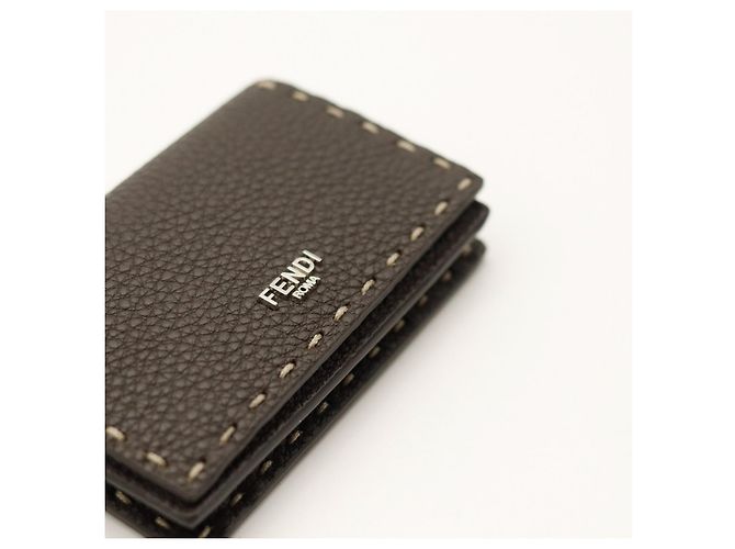 Fendi Selleria Leather Card Holder Brown - view 5