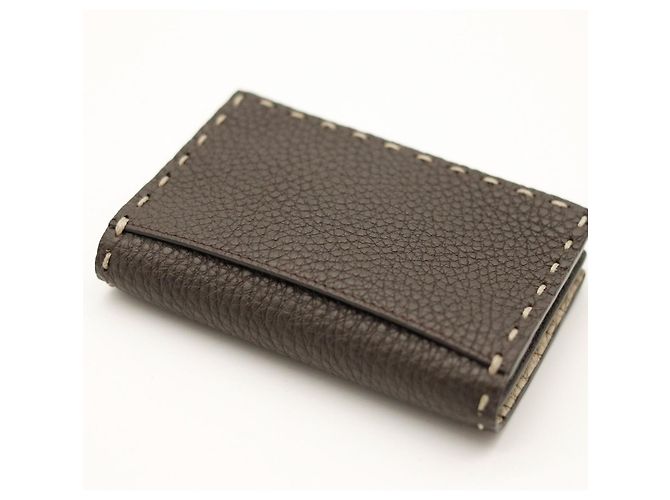 Fendi Selleria Leather Card Holder Brown - view 8