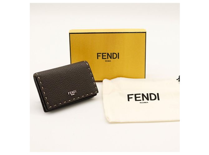Fendi Selleria Leather Card Holder Brown - view 9