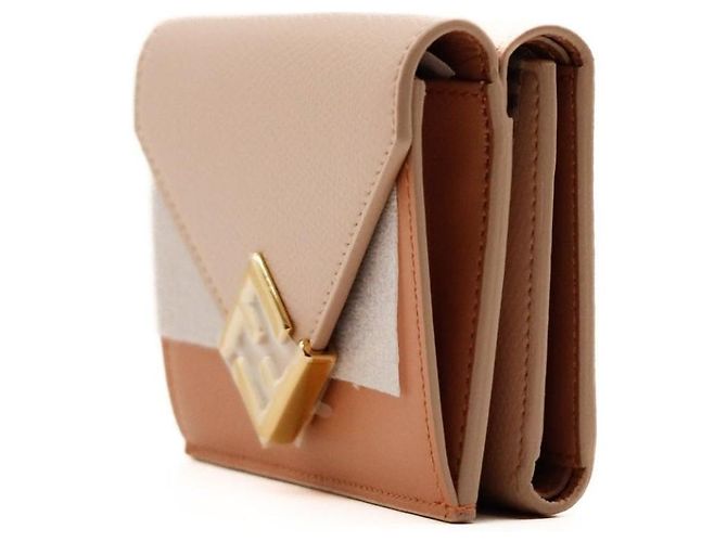 Fendi Cartera bi-fold en cuero Castaño Beige - vista 2