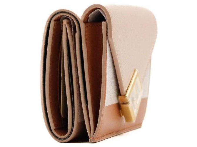Fendi Cartera bi-fold en cuero Castaño Beige - vista 4