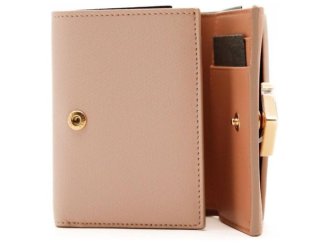 Fendi Cartera bi-fold en cuero Castaño Beige - vista 6