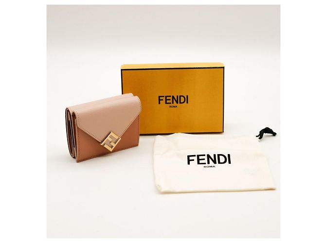 Fendi Cartera bi-fold en cuero Castaño Beige - vista 7