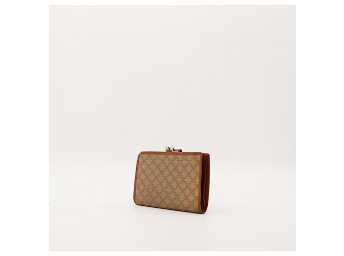 Céline Celine Cartera Triomphe de lona Castaño Beige - vista 3
