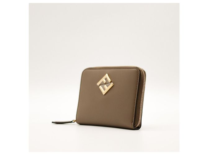 Fendi FF Vertigo Zip-Around Wallet in Brown Leather - view 2