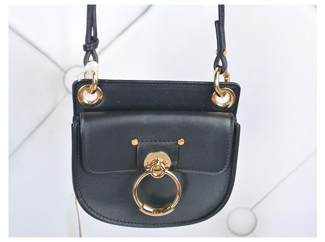 Chloé Mini Borsa Tess in Pelle Nero - vista 4