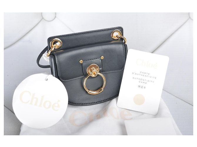 Chloé Mini Borsa Tess in Pelle Nero - vista 7