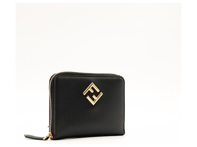 Fendi Leather Zip-Around Wallet Black - view 4