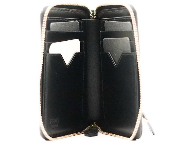 Fendi Leather Zip-Around Wallet Black - view 5